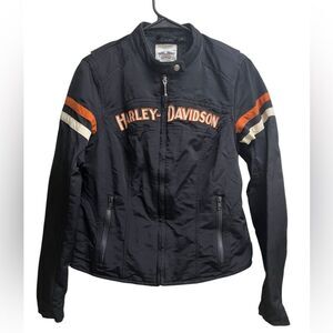Harley Davidson Women’s Embroidered Motorcycle Riding Zip-up Biker Jacket SZ S